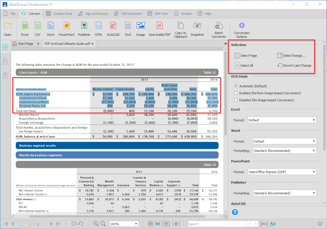 how to copy from pdf to excel and keep columns