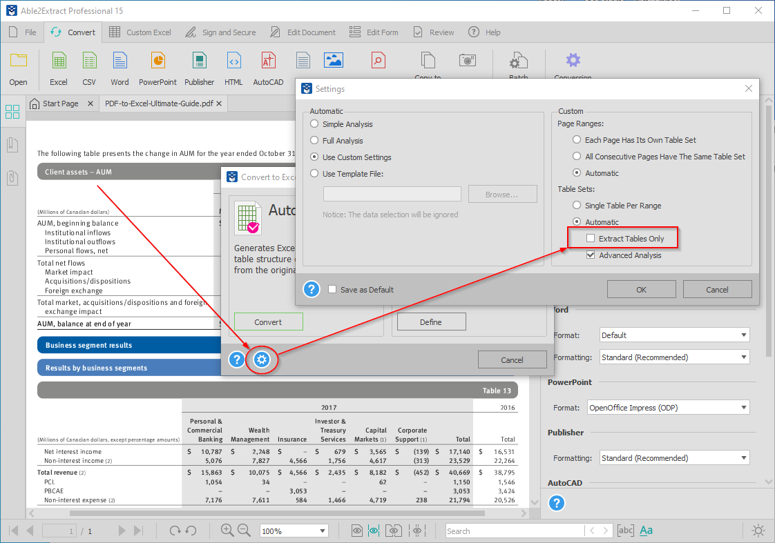 open pdf table in excel